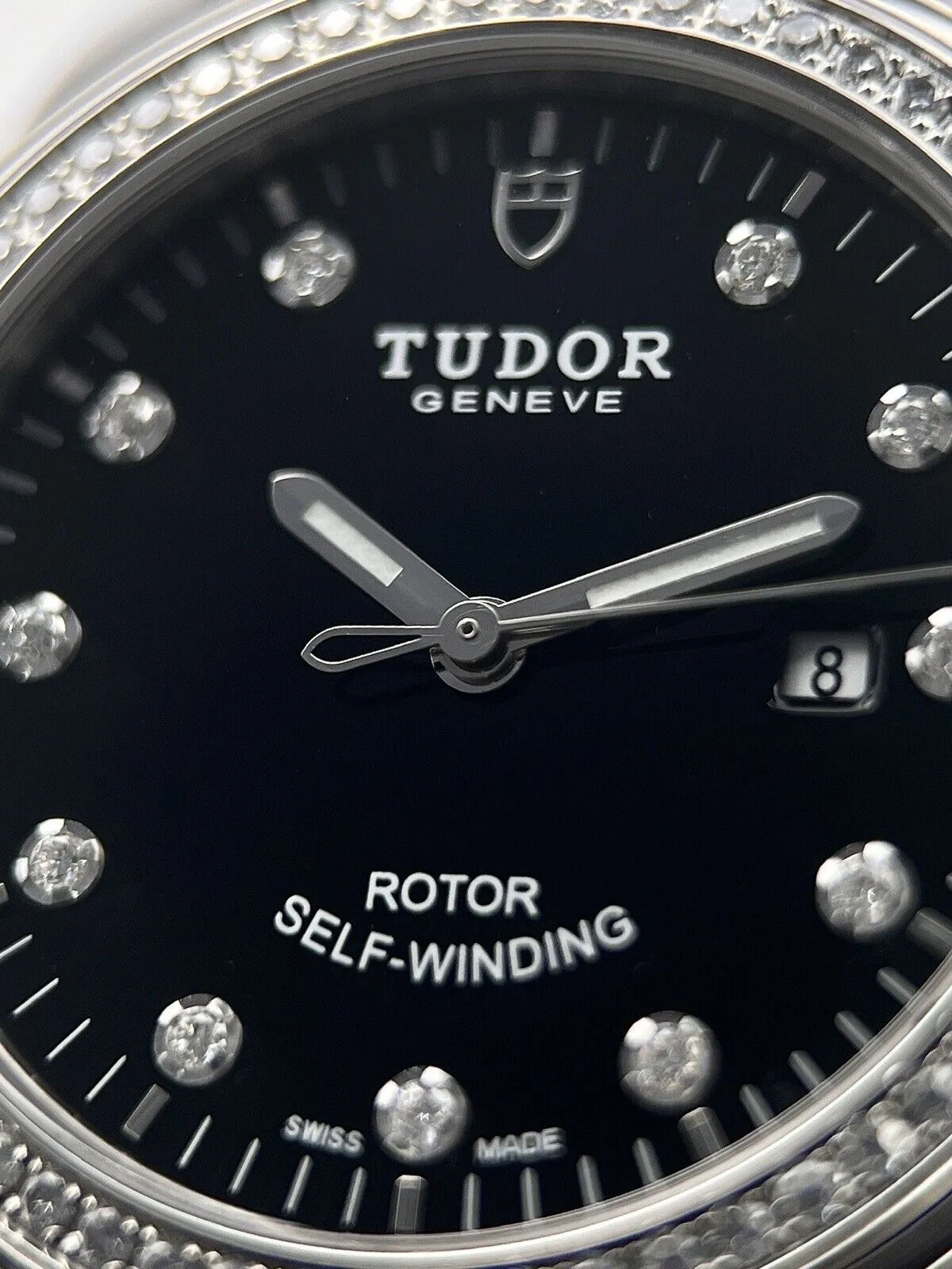 Tudor Glamour M53020 Factory Diamond Bezel Ladies Watch 31mm B&P 2023