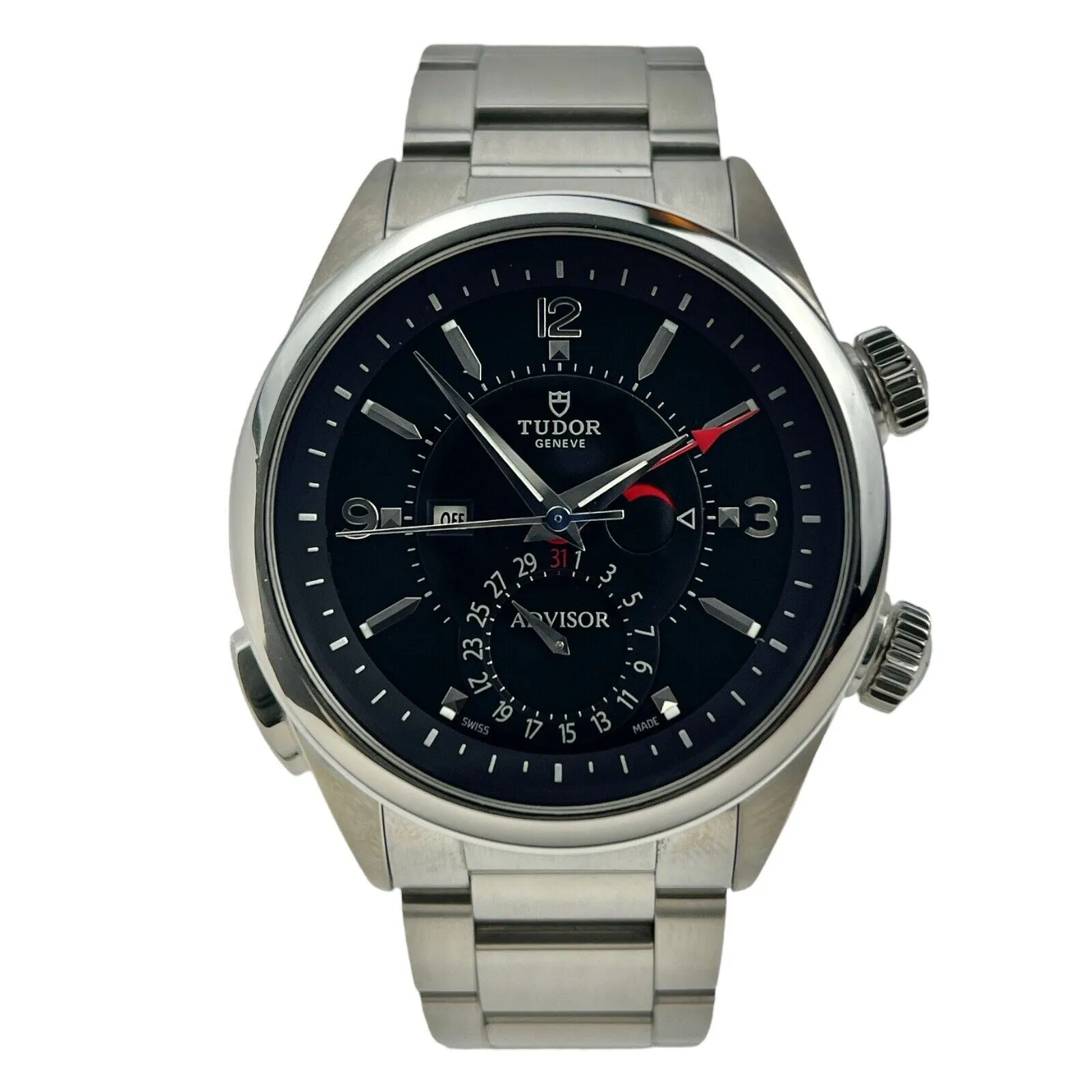 Tudor Heritage Advisor Alarm Automatic Mens Watch 42mm Steel 79620T W/ Box
