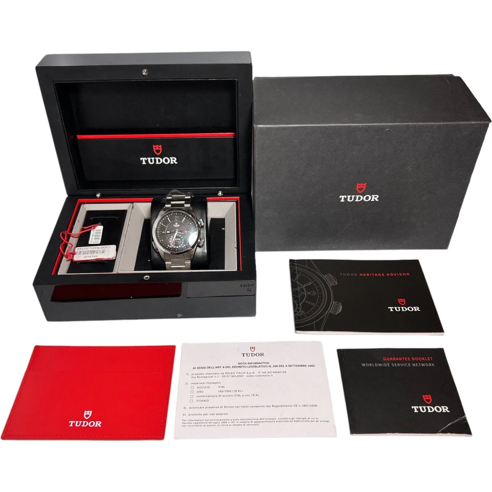 Tudor Heritage Advisor Alarm Automatic Mens Watch 42mm Steel 79620T W/ Box