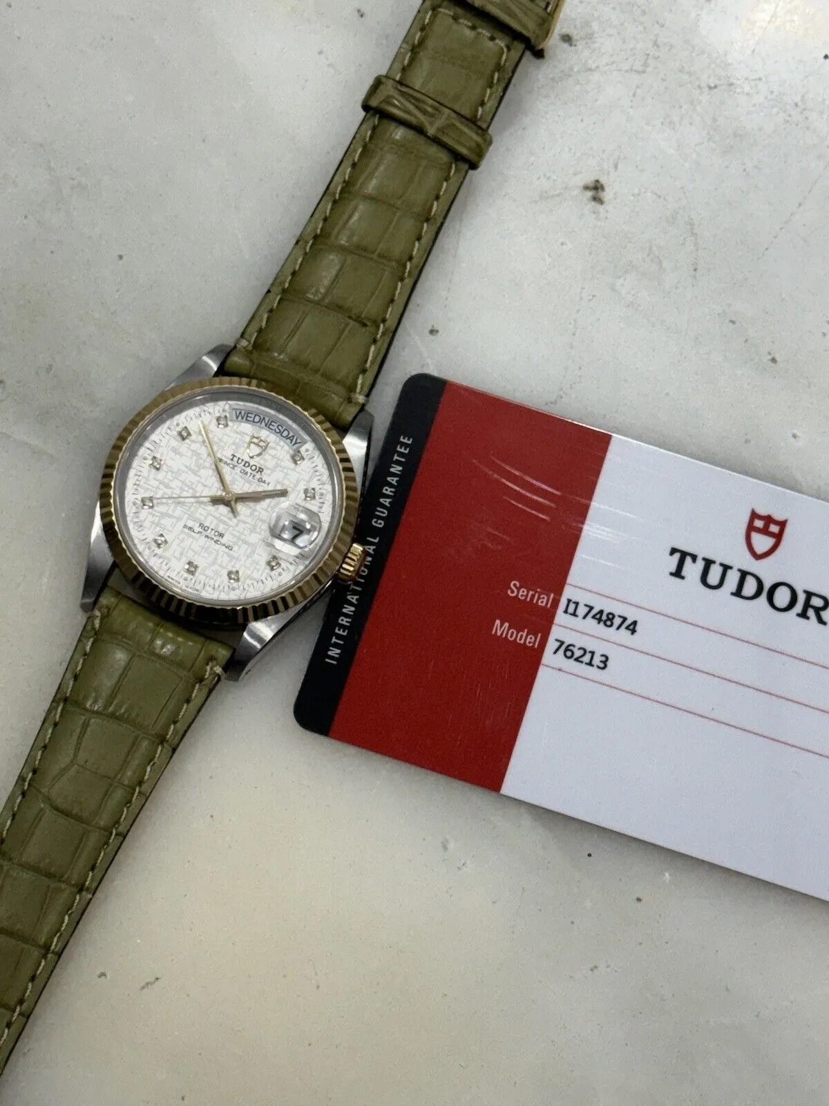 Tudor Prince Date-Day 76213 Automatic Factory Diamond Dial -  Box/Papers