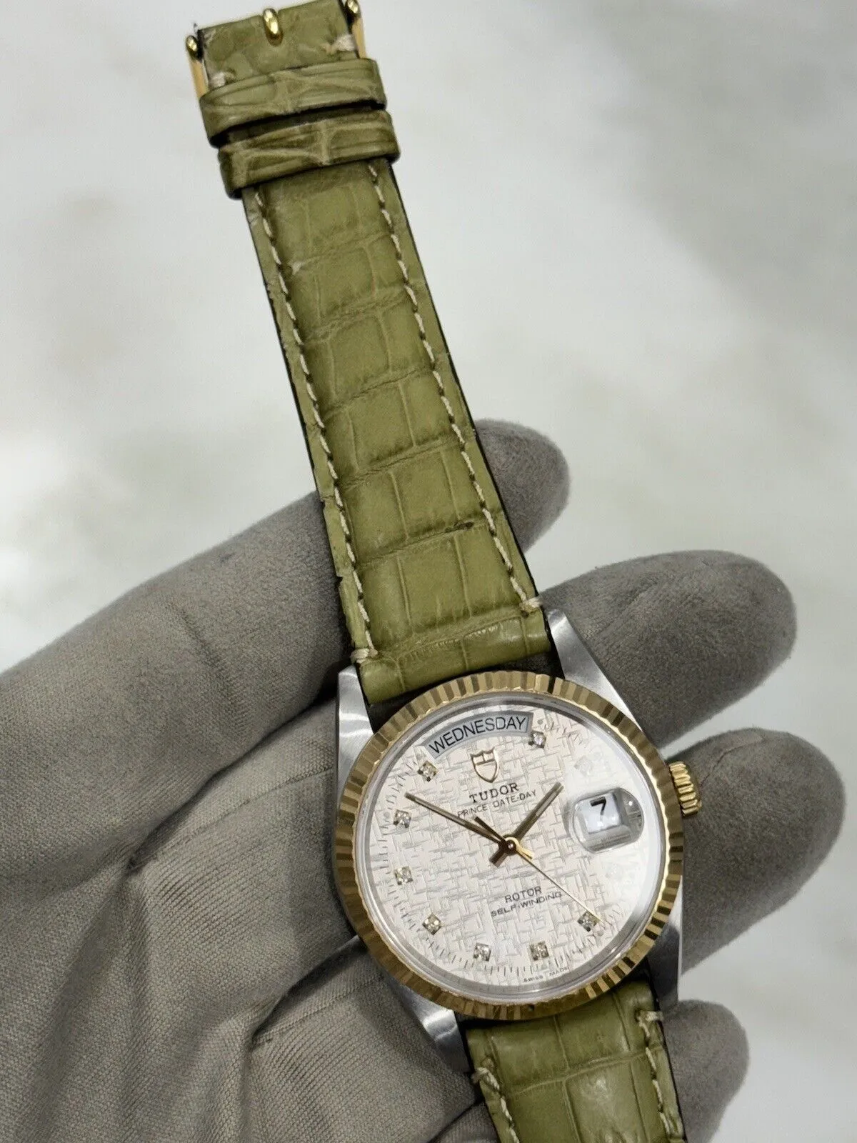 Tudor Prince Date-Day 76213 Automatic Factory Diamond Dial -  Box/Papers