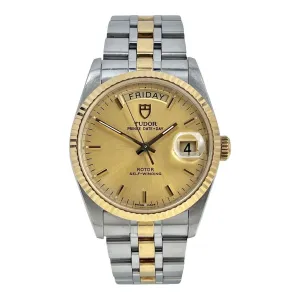 TUDOR Prince Date Day 76213 Champagne Dial Men's Two Tone Automatic Watch