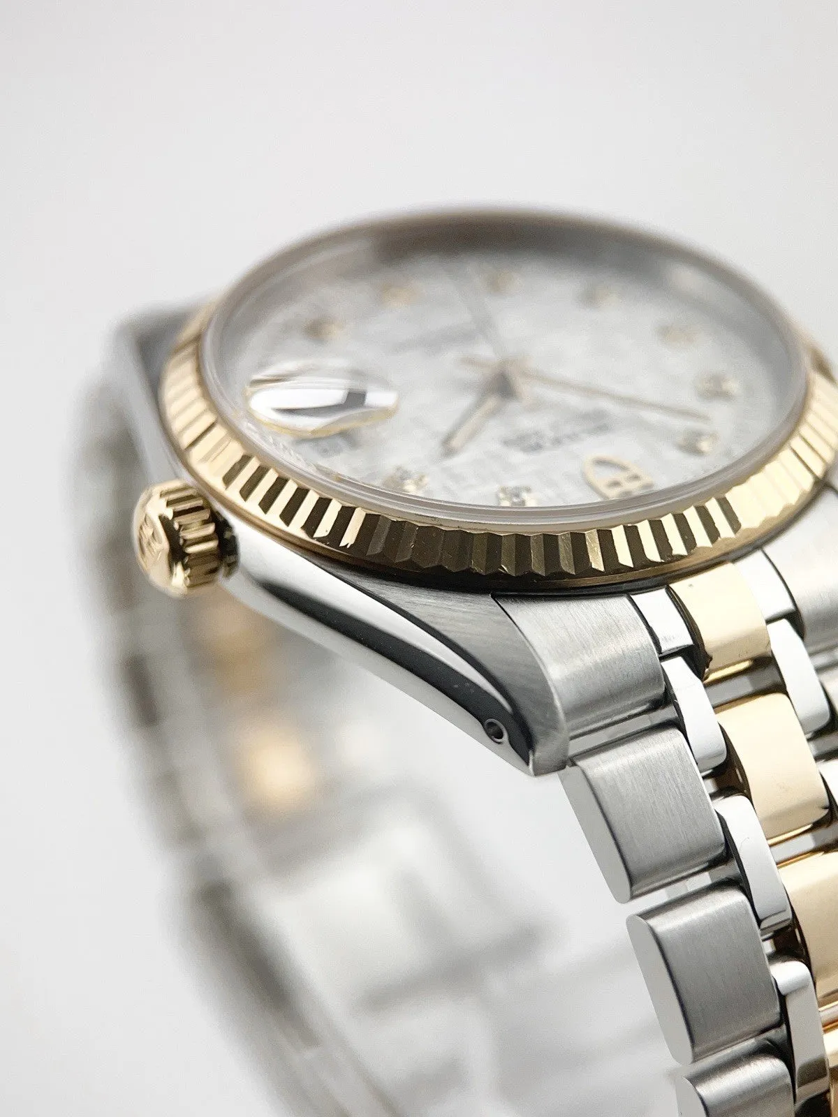 Tudor Prince Date Gold And Steel Silver Diamond 34mm Automatic Mens 74033