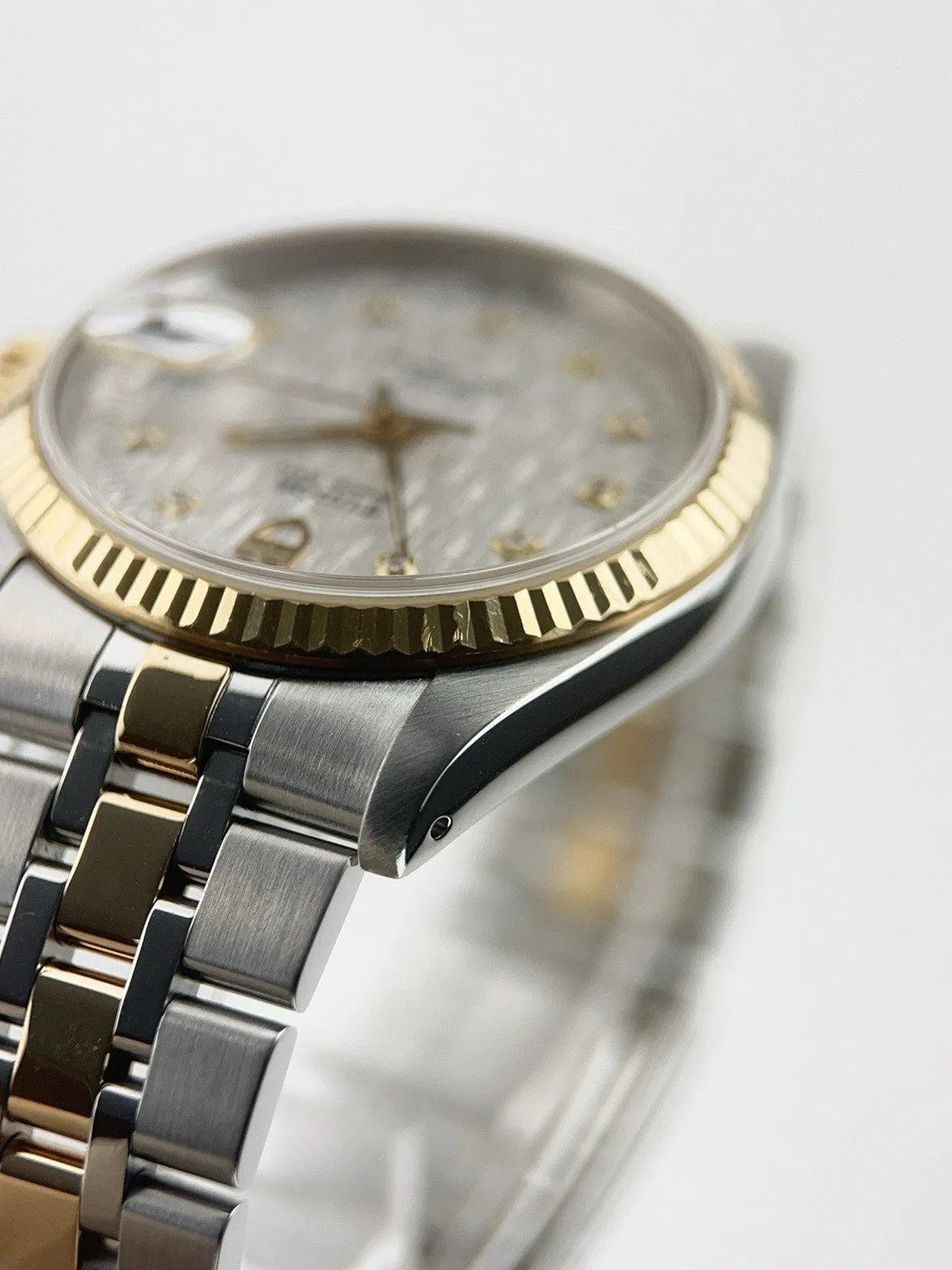Tudor Prince Date Gold And Steel Silver Diamond 34mm Automatic Mens 74033