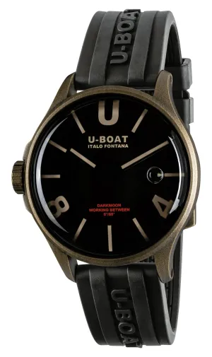 U-Boat Darkmoon Bronze PVD Black Dial Black Rubber Strap Quartz Mens Watch 9549