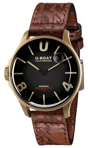 U-Boat Darkmoon Bronze PVD Black Dial Brown Leather Strap Quartz Mens Watch 9304