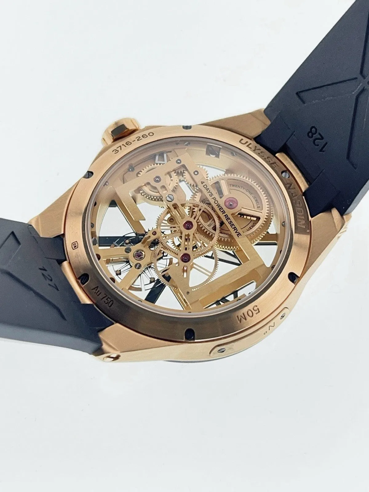 Ulysse Nardin 18k Rose Gold Skeleton Dial 42mm Manual Wind Men’s Watch 3716-260