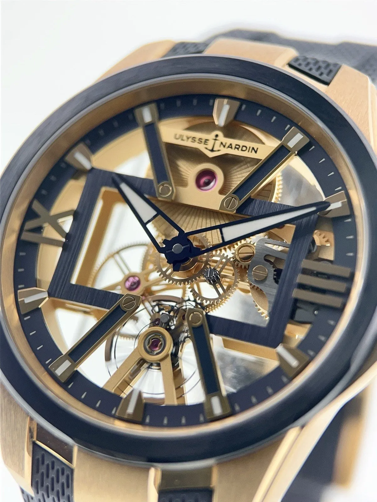 Ulysse Nardin 18k Rose Gold Skeleton Dial 42mm Manual Wind Men’s Watch 3716-260