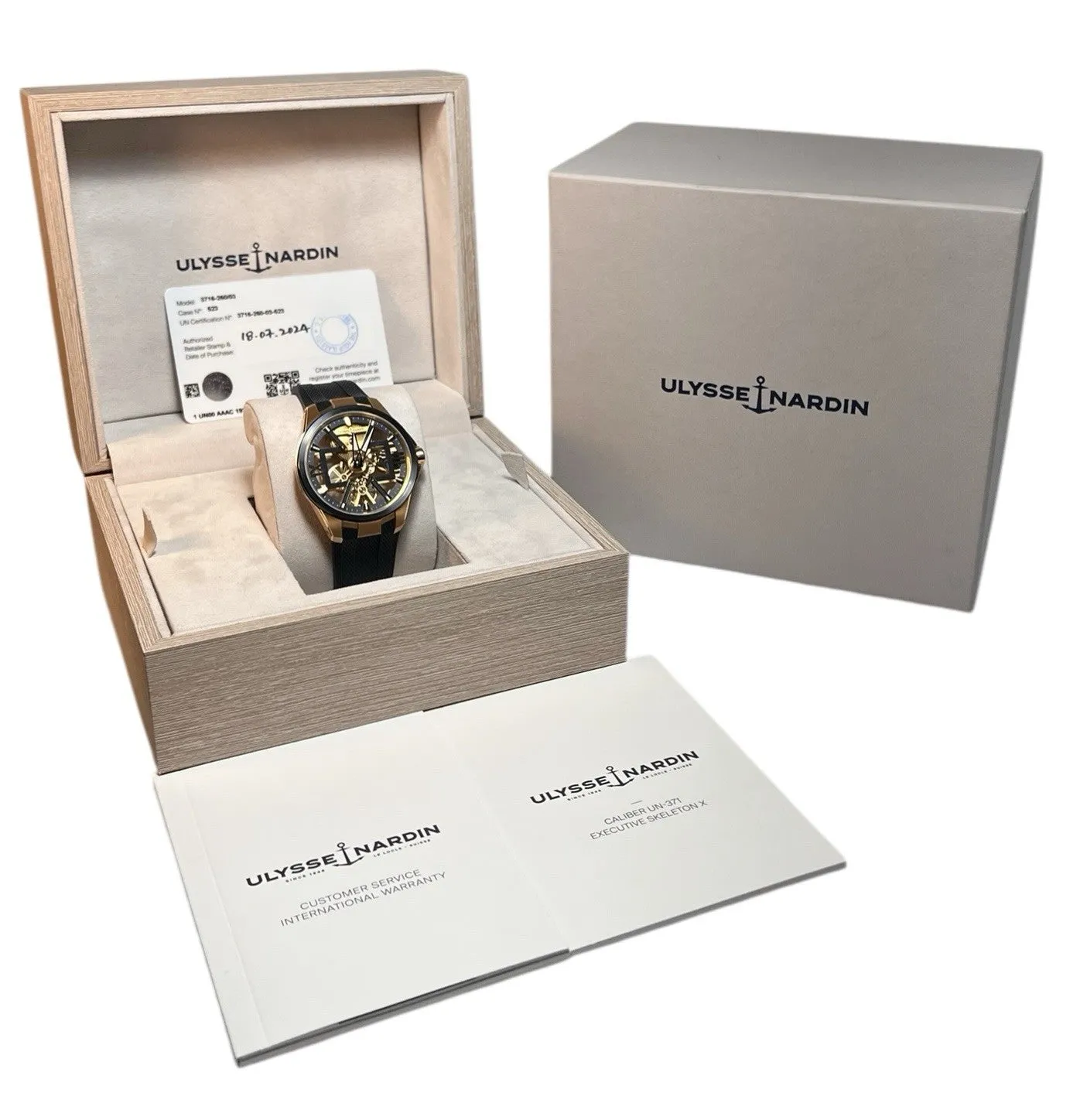 Ulysse Nardin 18k Rose Gold Skeleton Dial 42mm Manual Wind Men’s Watch 3716-260