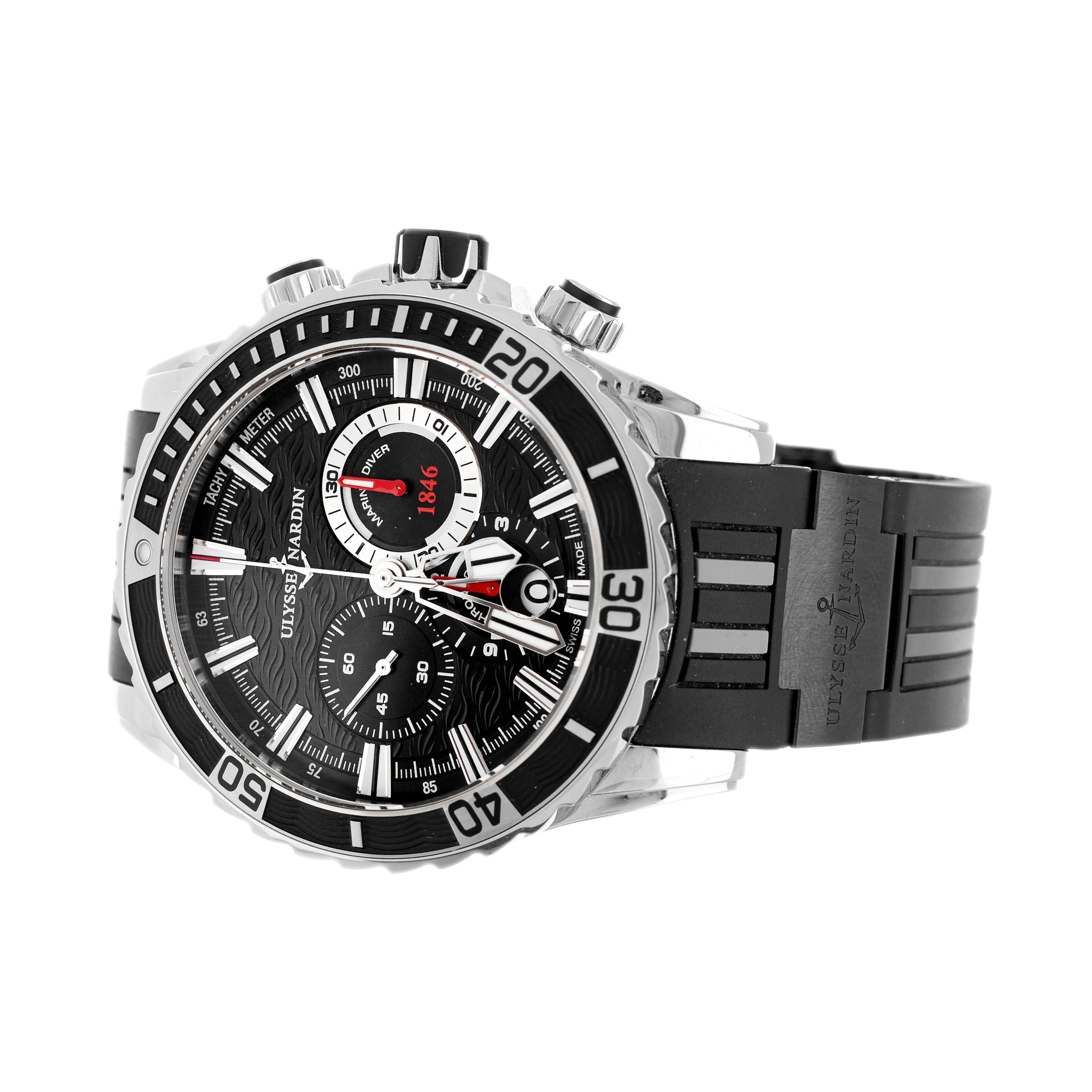 Ulysse Nardin Diver Chronograph Steel Black Dial 44mm 1503-151-3/92 Full Set