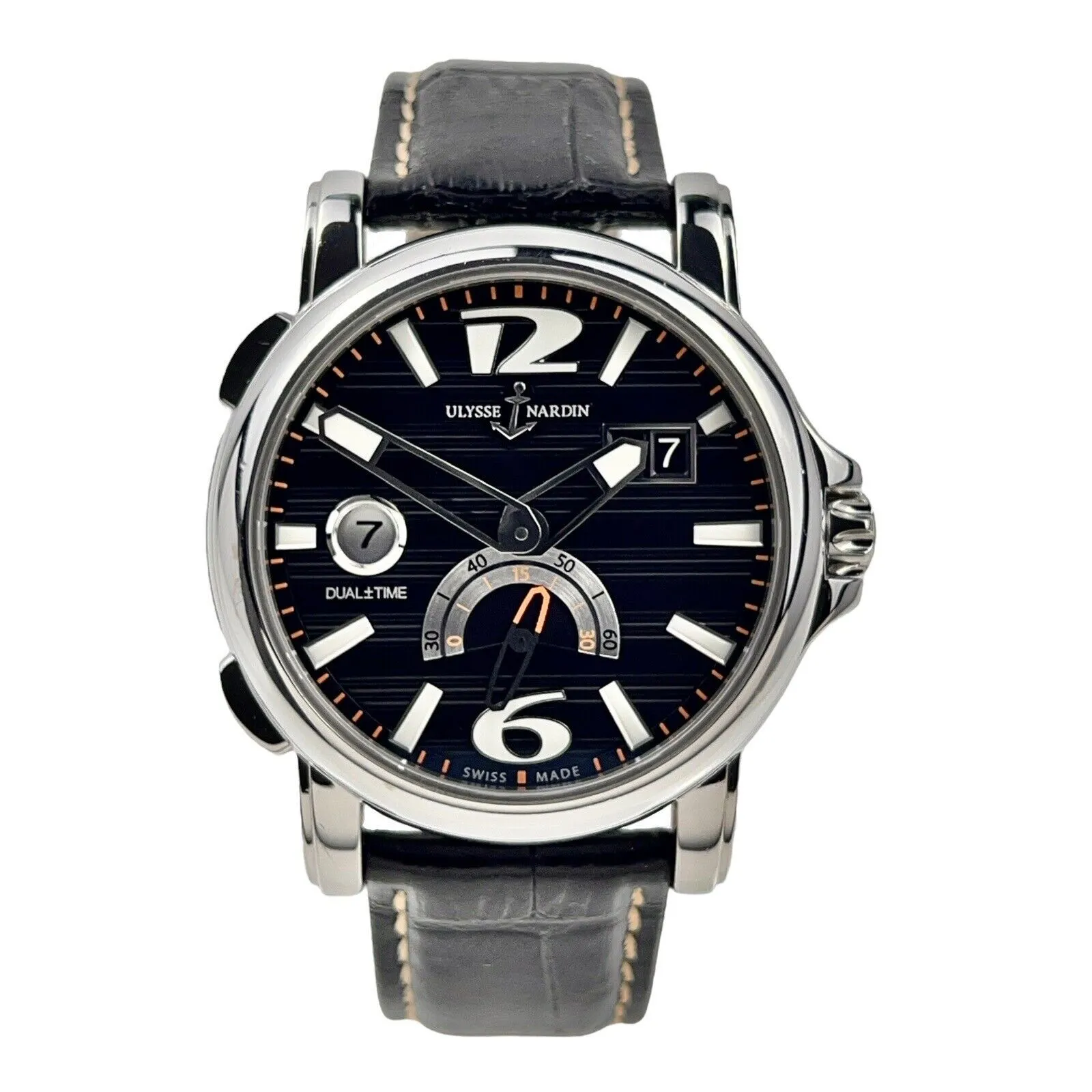 Ulysse Nardin Dual Time 243-55 Men's Black Dial Automatic 42mm Watch With Box