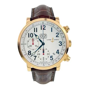 Ulysse Nardin Marine Chronograph 18k Yellow Gold White Dial 40mm Watch 516-22