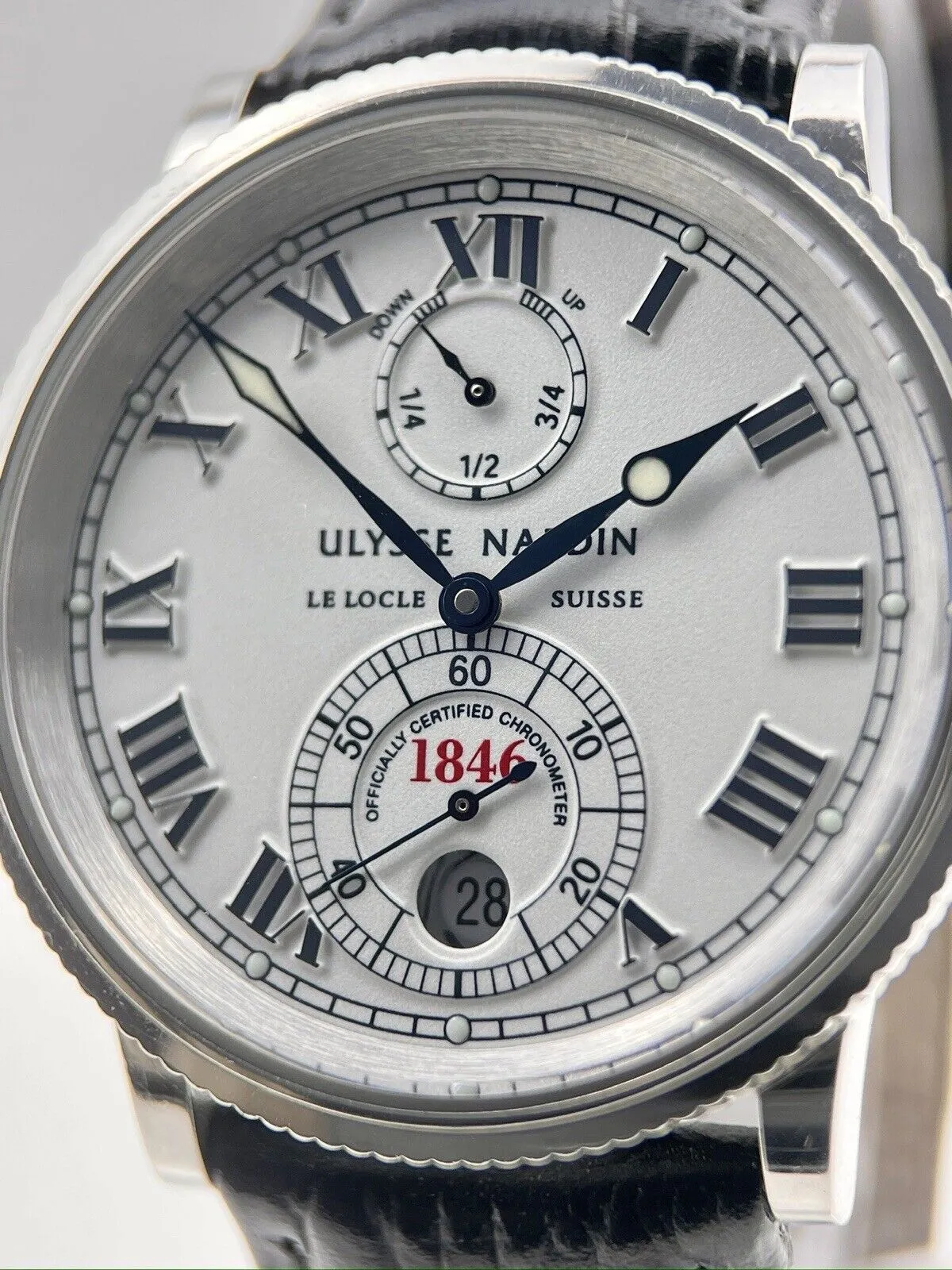 Ulysse Nardin Marine Chronomaster Ref-263-22 Automatic 38mm White Dial B&P