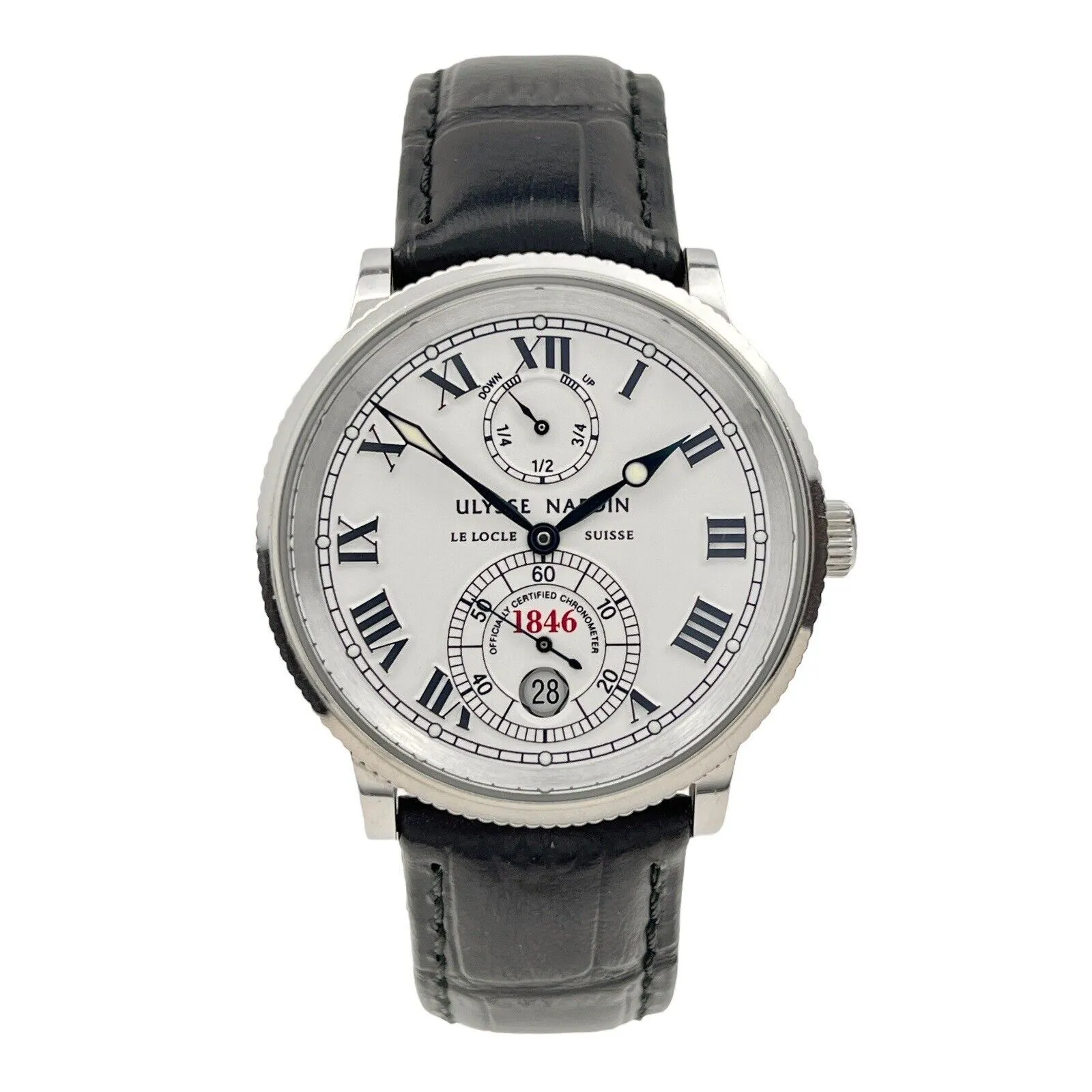 Ulysse Nardin Marine Chronomaster Ref-263-22 Automatic 38mm White Dial B&P
