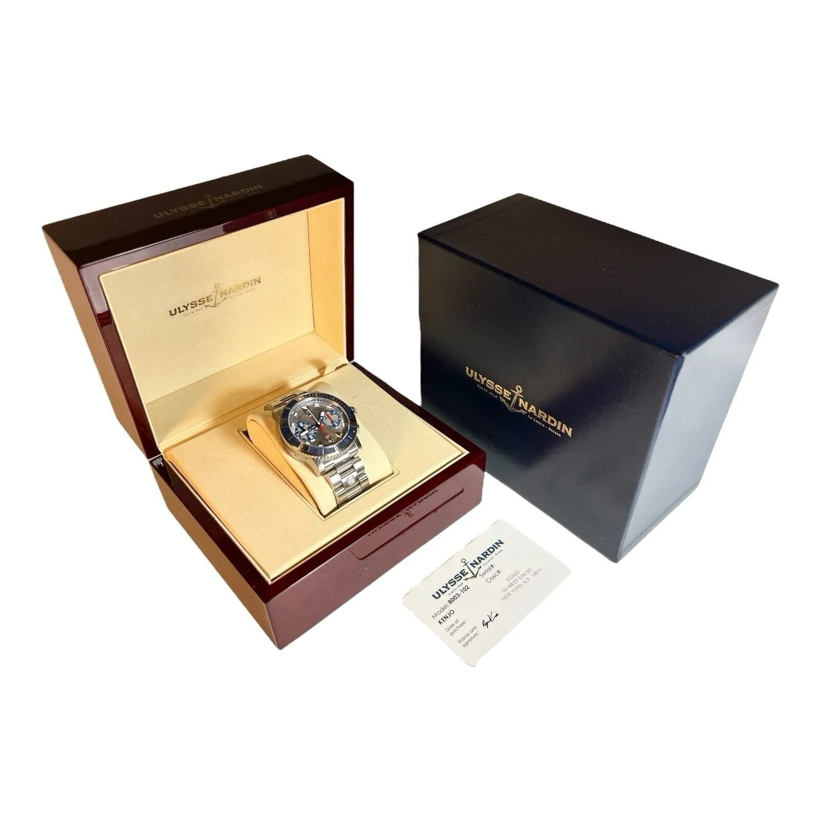 Ulysse Nardin Maxi Marine Chronograph Steel Silver Dial 42mm Watch 8003-102