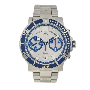 Ulysse Nardin Maxi Marine Chronograph Steel Silver Dial 42mm Watch 8003-102