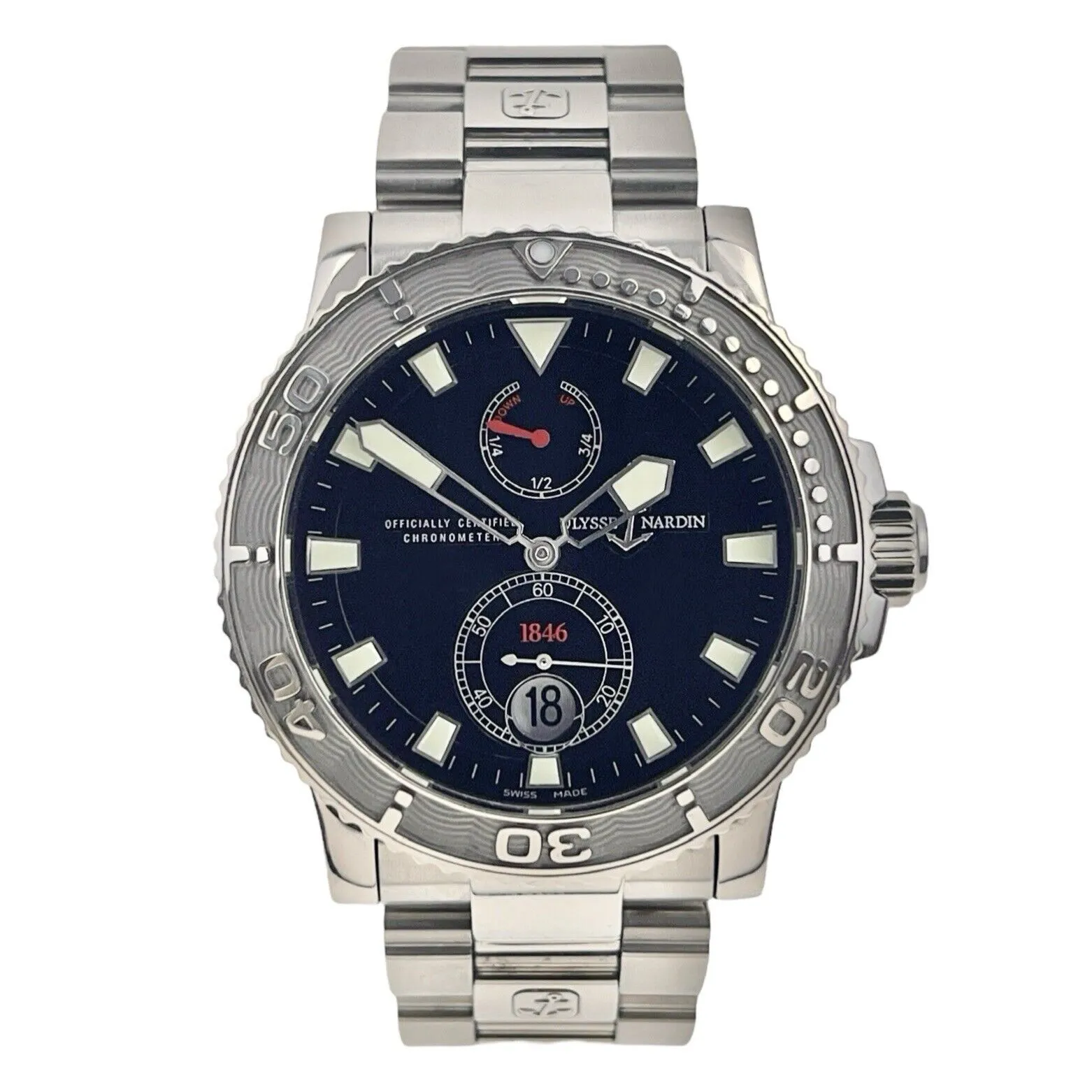 Ulysse Nardin Maxi Marine Diver Steel Black Dial 43mm Automatic Watch 263-33