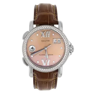 Ulysse Nardin San Marco GMT  - Salmon Diamond Dial Alligator Strap 37mm 223-22