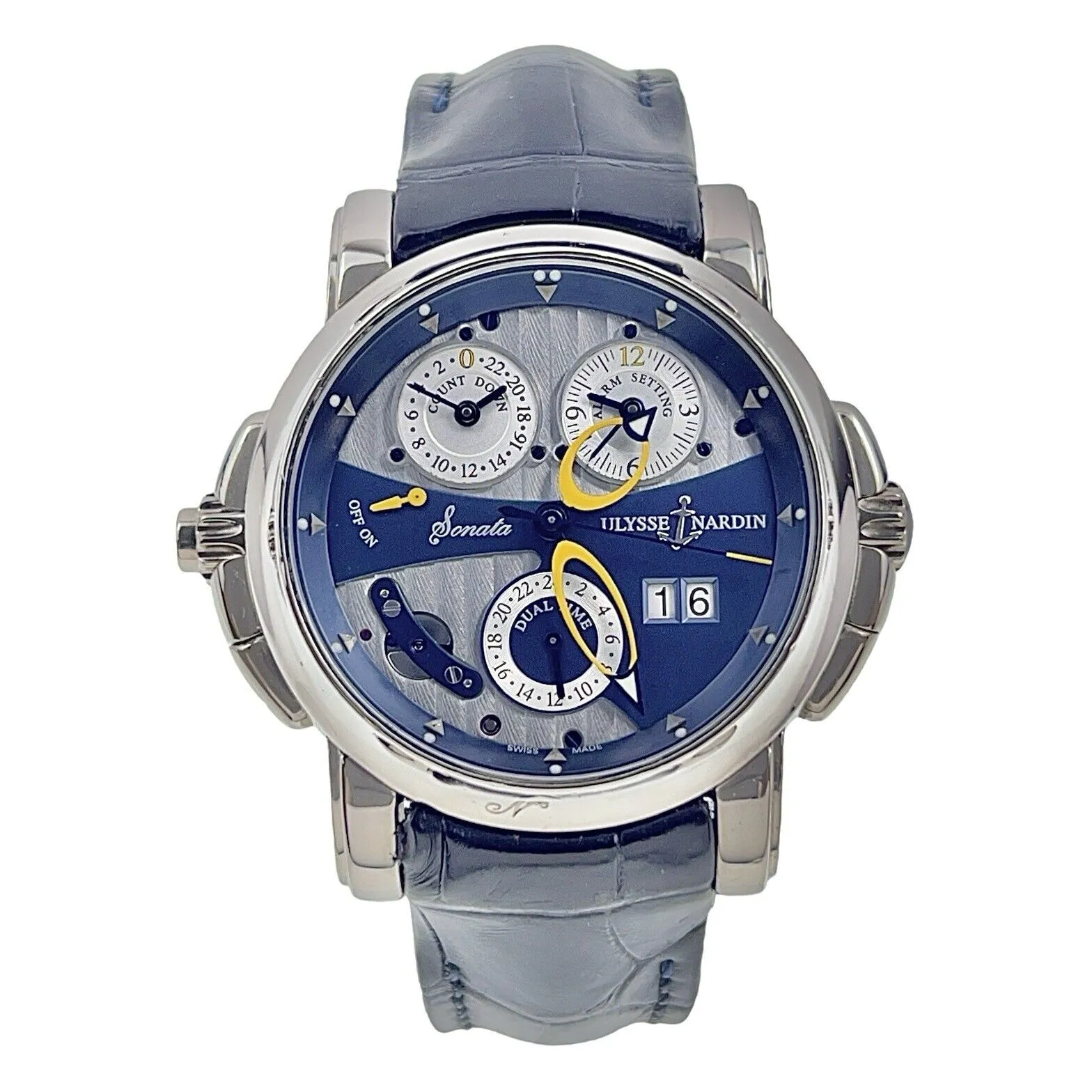 Ulysse Nardin Sonata 18k White Gold 42mm Automatic Alarm Men’s Watch 670-88