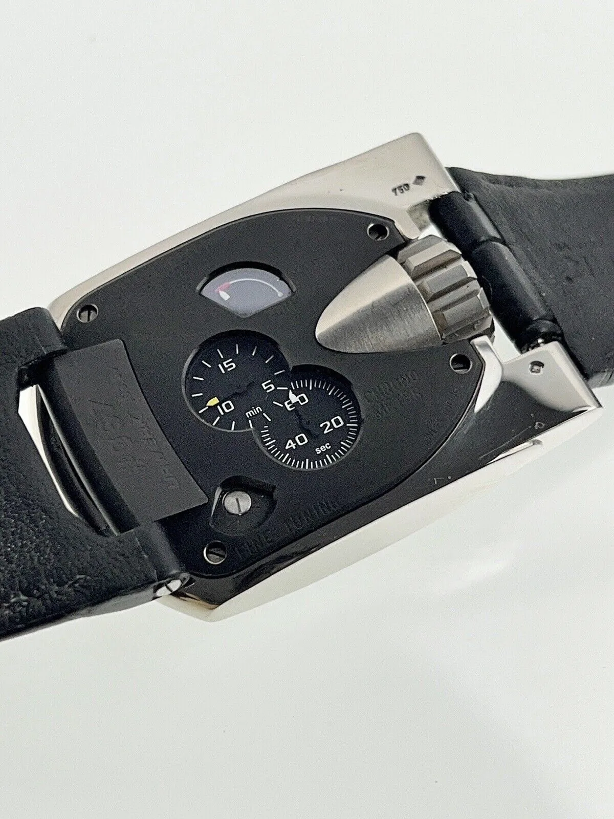 Urwerk 18k White Gold Black Manual Wind Movment Mens Watch 103.07