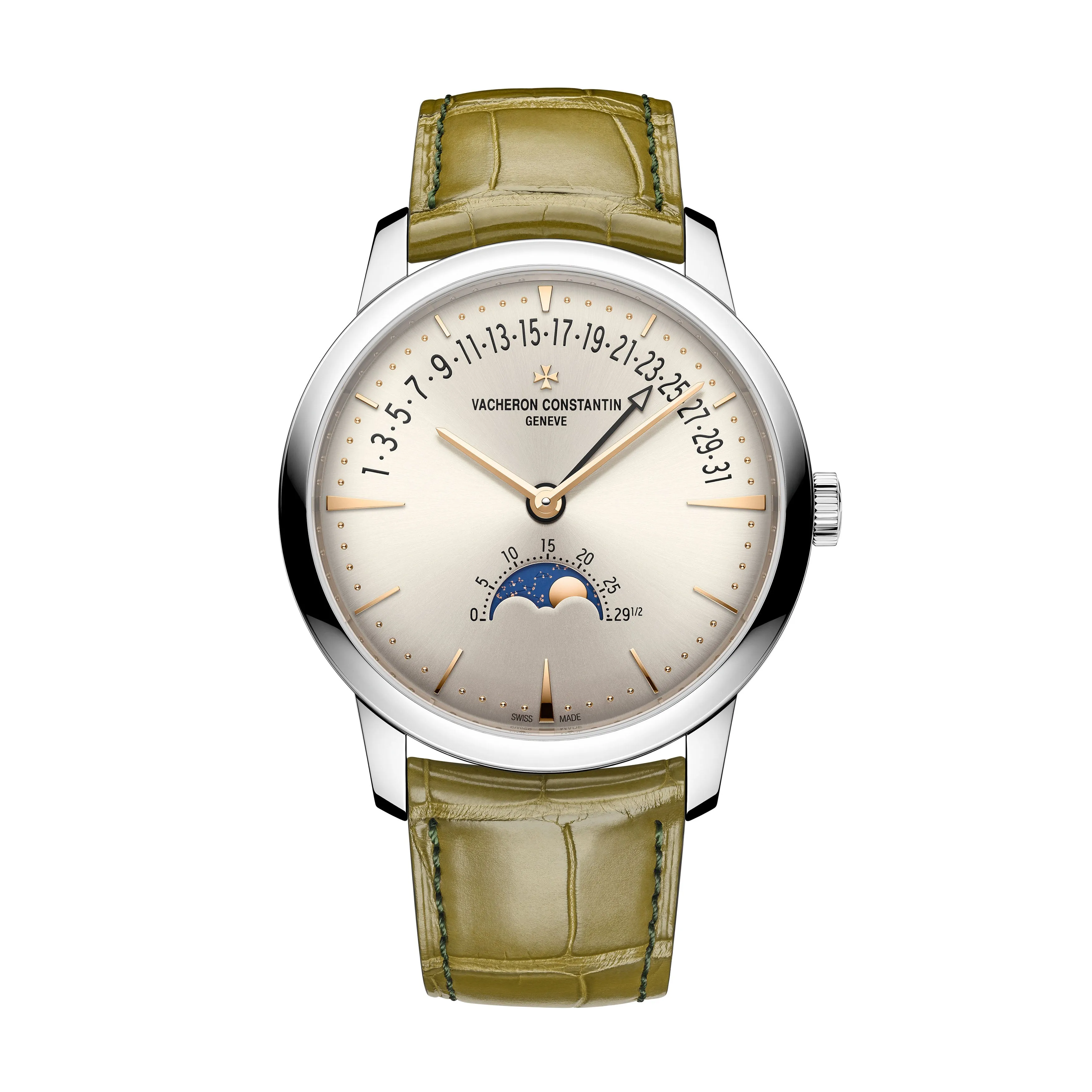 Vacheron Constantin Patrimony Moon Phase Retrograde Date Watch, 42.5mm Silver Dial, 4010U/000G-H070