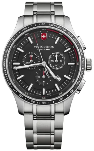 Victorinox Swiss Army Alliance Sport Chronograph Stainless Steel Black Dial Date Mens Watch 241816