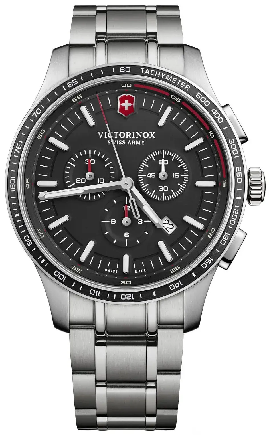 Victorinox Swiss Army Alliance Sport Chronograph Stainless Steel Black Dial Date Mens Watch 241816