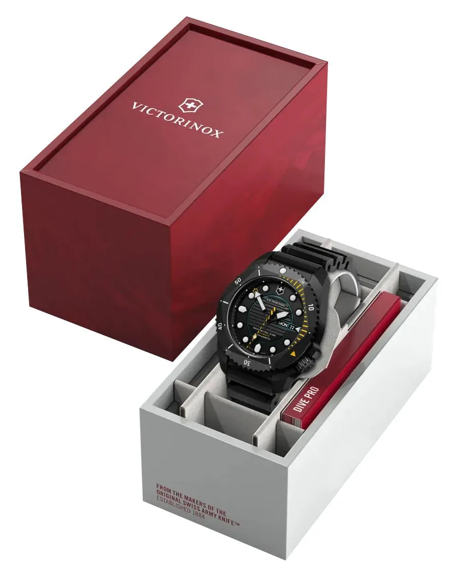 Victorinox Swiss Army Dive Pro Automatic Black PVD Titanium Black Dial Black Rubber Strap Day/Date Divers Mens Watch 241997