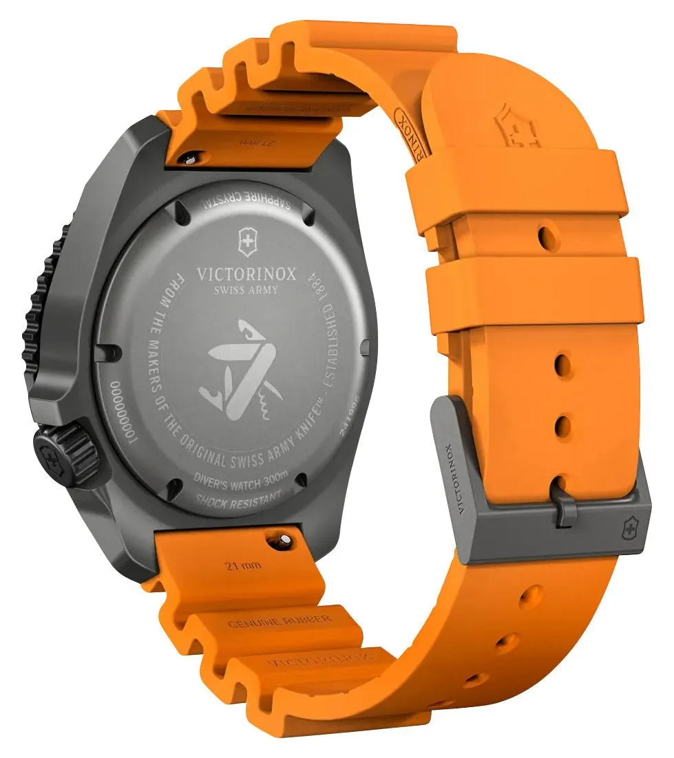 Victorinox Swiss Army Dive Pro Automatic Gray Titanium Black Dial Orange Rubber Strap Day/Date Divers Mens Watch 241996