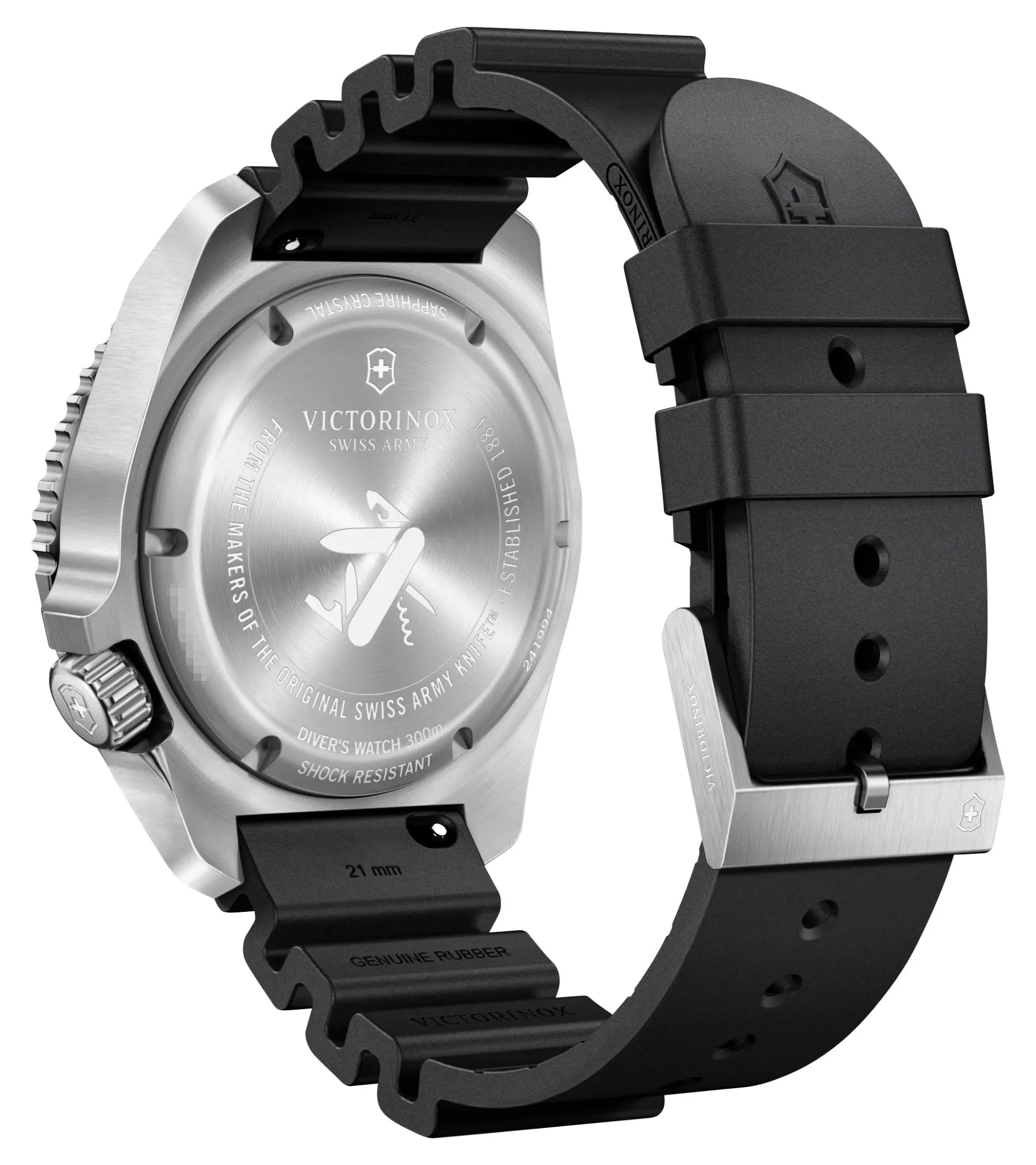 Victorinox Swiss Army Dive Pro Automatic Stainless Steel Black Dial Black Rubber Strap Day/Date Divers Mens Watch 241994