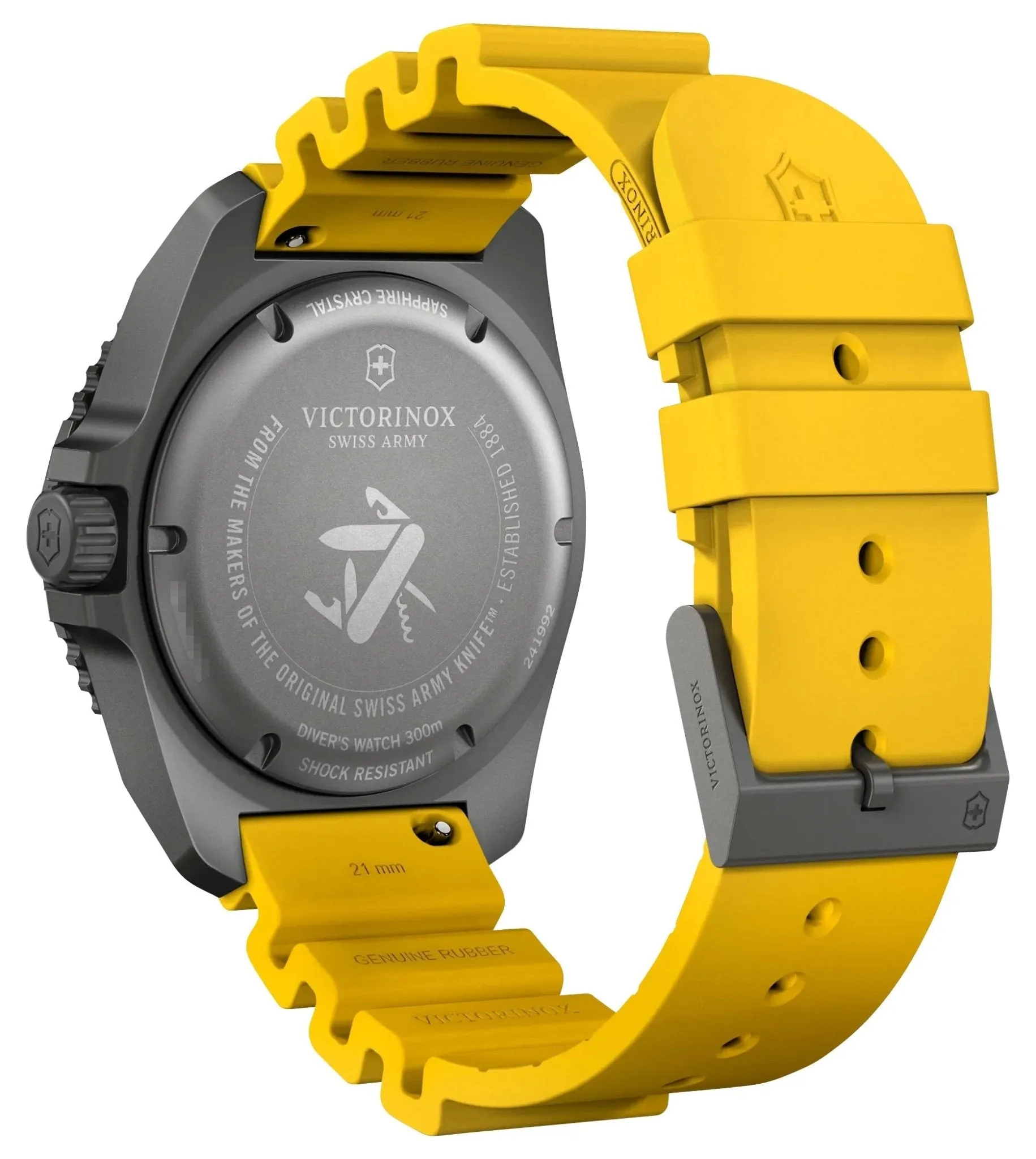 Victorinox Swiss Army Dive Pro Gray Titanium Black Dial Yellow Rubber Strap Date Divers Quartz Mens Watch 241992