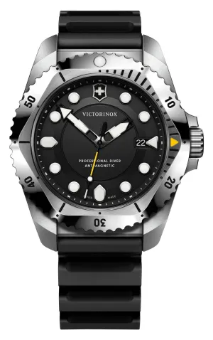Victorinox Swiss Army Dive Pro Stainless Steel Black Dial Black Rubber Strap Date Divers Quartz Mens Watch 241990