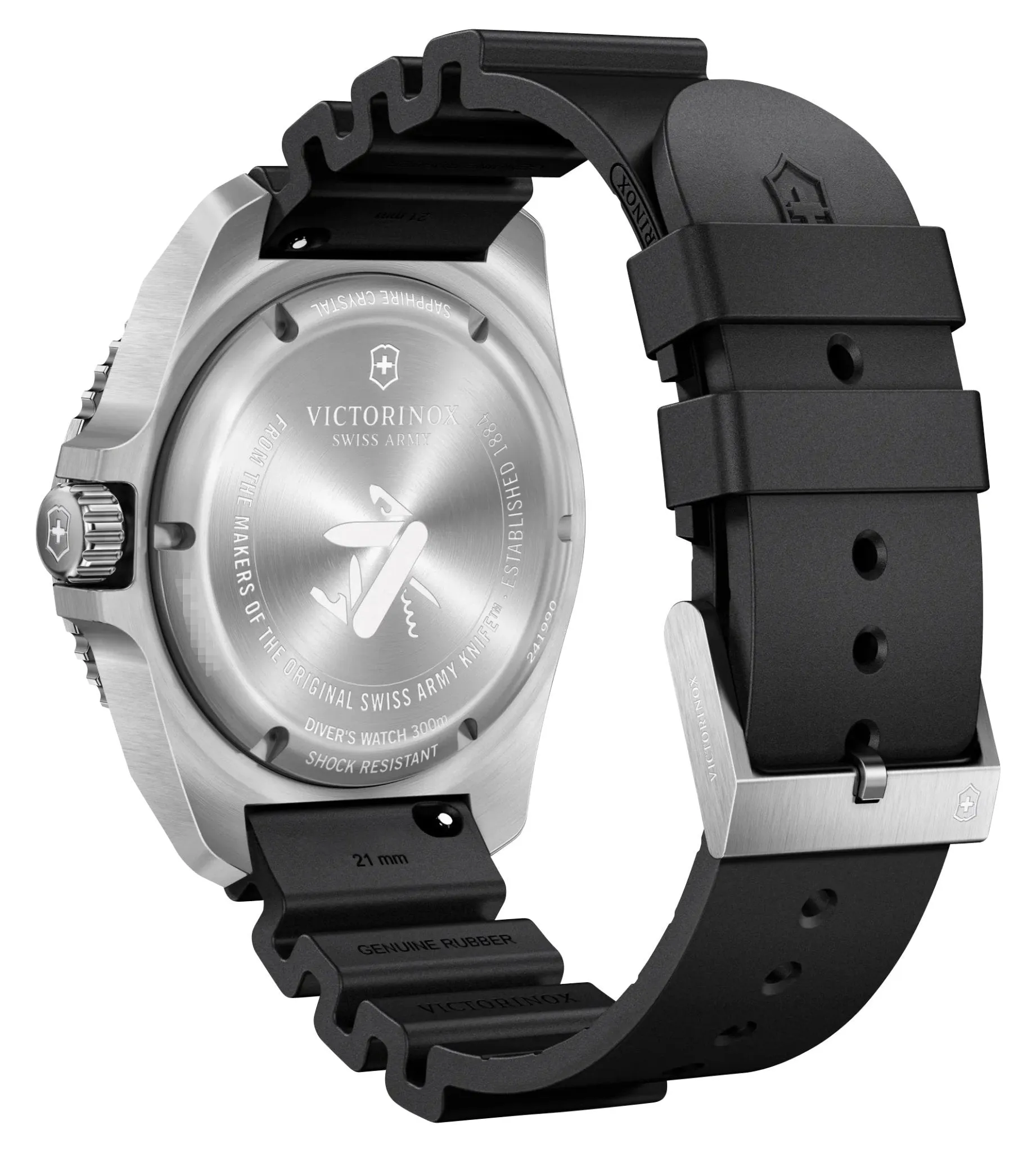 Victorinox Swiss Army Dive Pro Stainless Steel Black Dial Black Rubber Strap Date Divers Quartz Mens Watch 241990