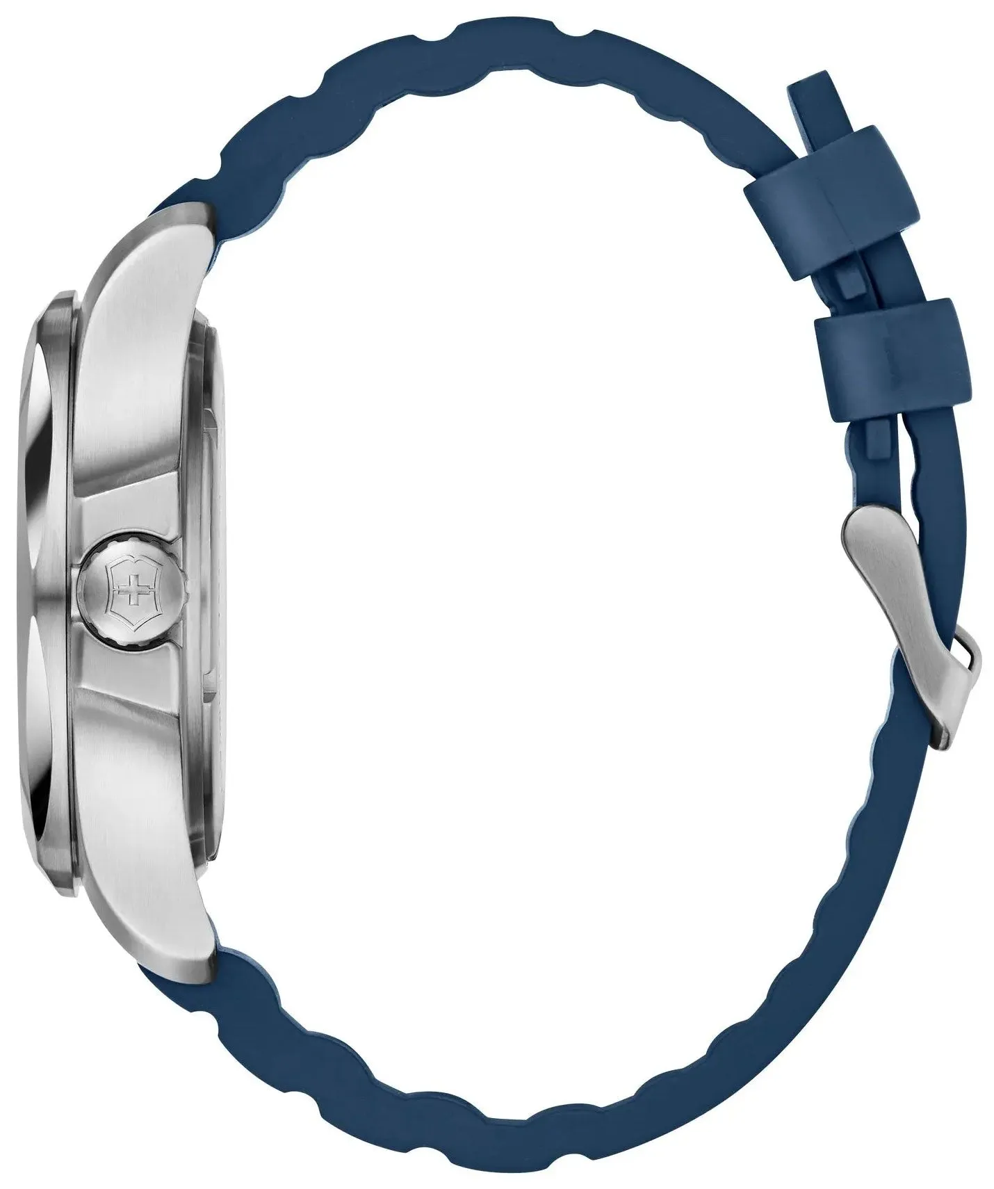 Victorinox Swiss Army INOX Stainless Steel Mens Watch Calendar Blue Rubber Strap 241688.1