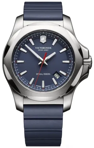 Victorinox Swiss Army INOX Stainless Steel Mens Watch Calendar Blue Rubber Strap 241688.1