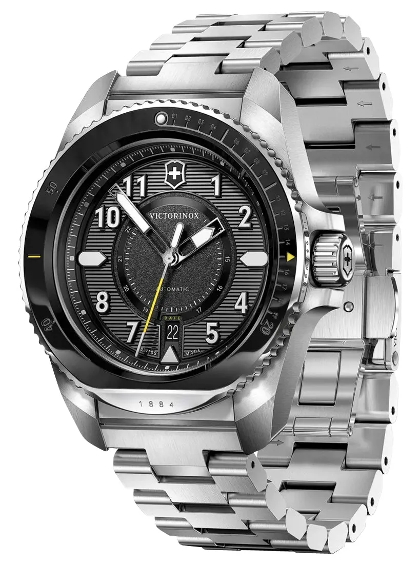 Victorinox Swiss Army Journey 1884 Automatic Stainless Steel Black Dial Date Divers Mens Watch 241981