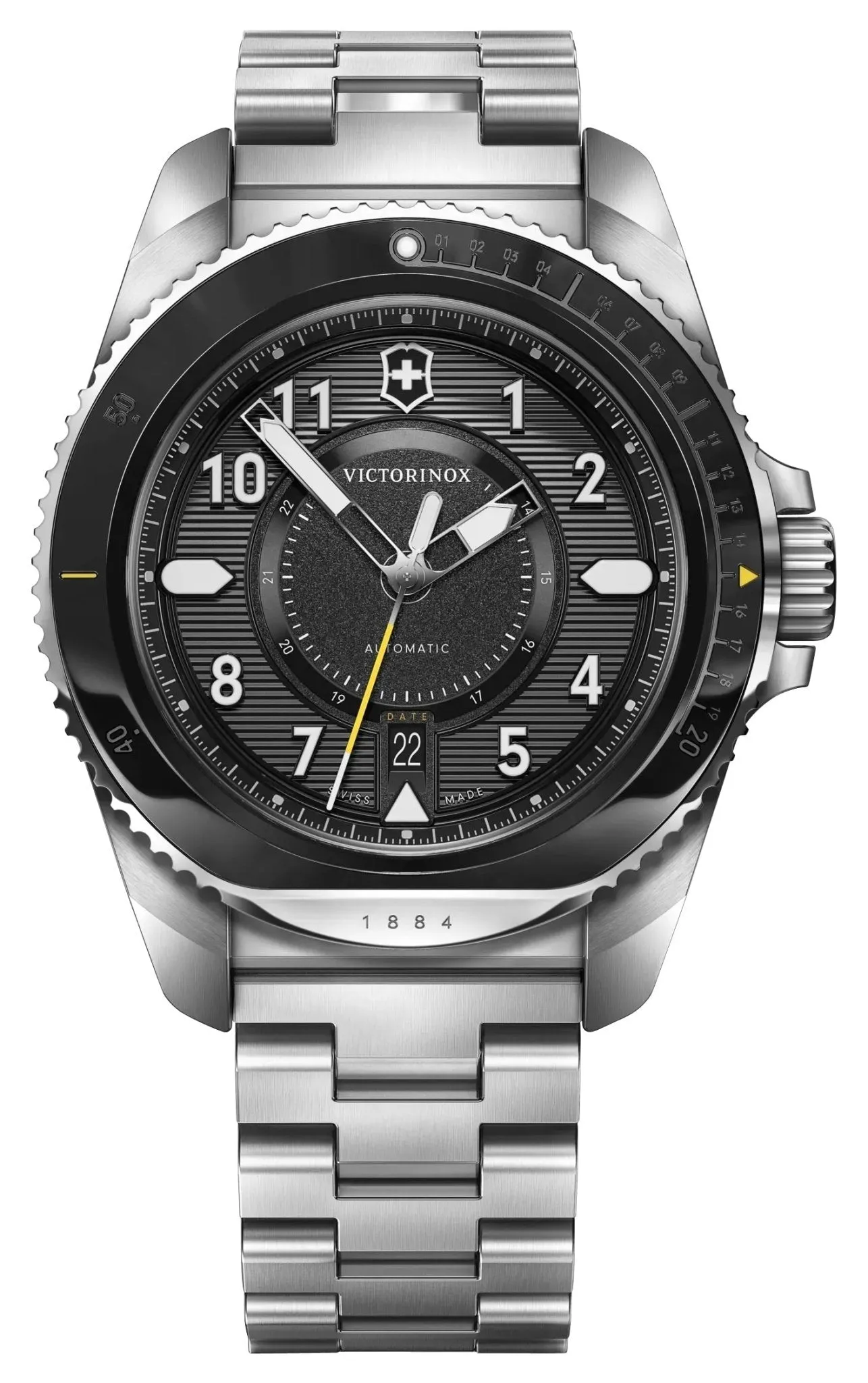 Victorinox Swiss Army Journey 1884 Automatic Stainless Steel Black Dial Date Divers Mens Watch 241981