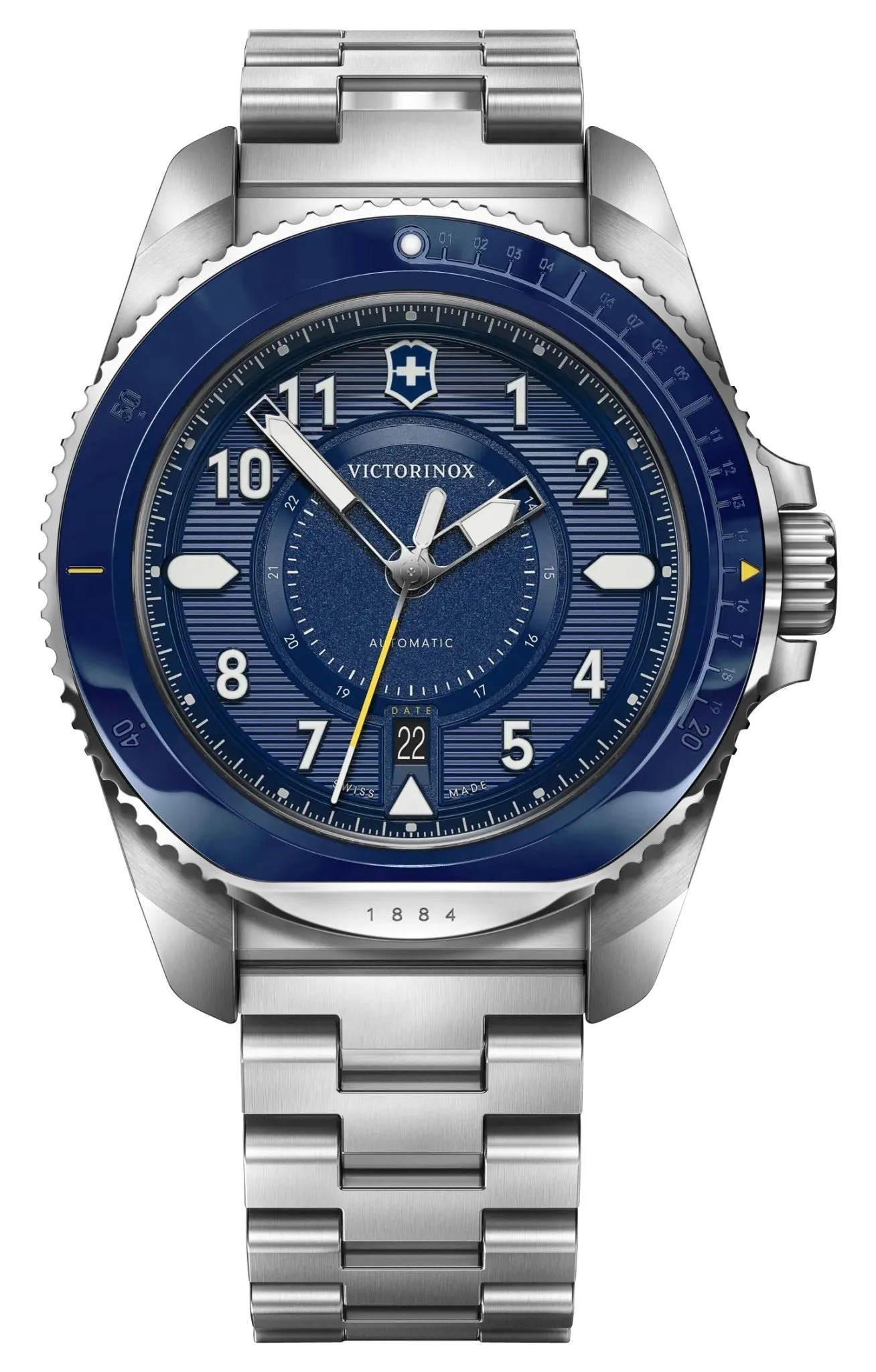 Victorinox Swiss Army Journey 1884 Automatic Stainless Steel Blue Dial Date Divers Mens Watch 242010