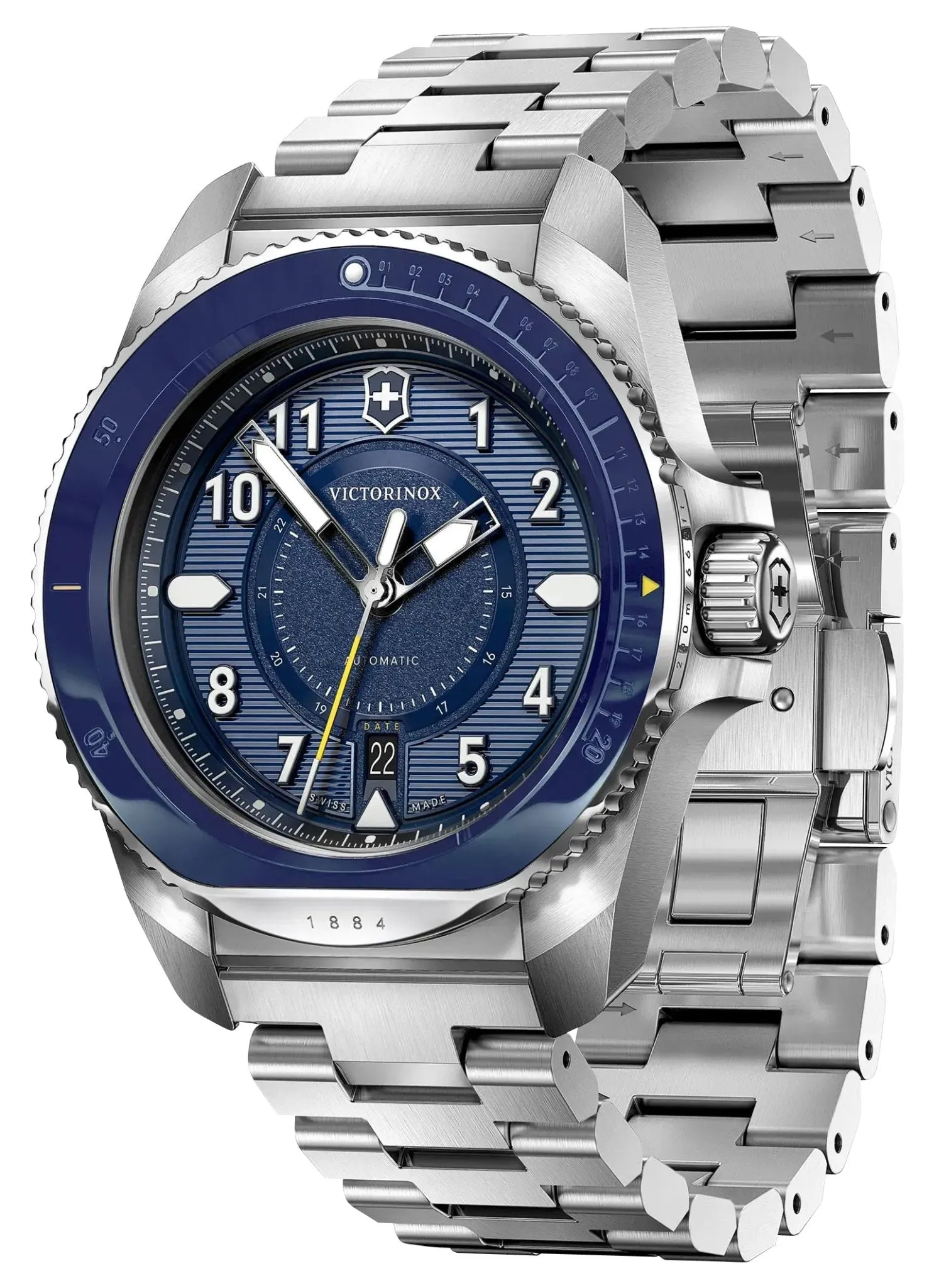 Victorinox Swiss Army Journey 1884 Automatic Stainless Steel Blue Dial Date Divers Mens Watch 242010