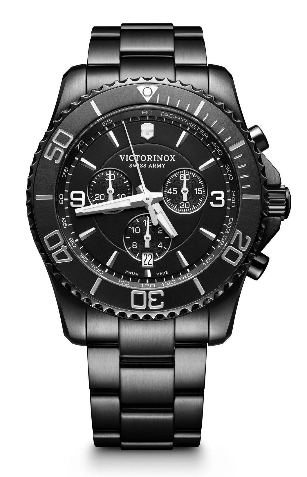Victorinox Swiss Army Maverick Chronograph Black Stainless Steel Black Dial Date Mens Watch 241797