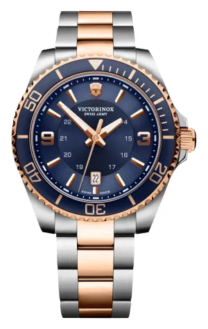 Victorinox Swiss Army Maverick Large Two-Tone Stainless Steel Blue Dial Date Quartz Mens Watch 241950