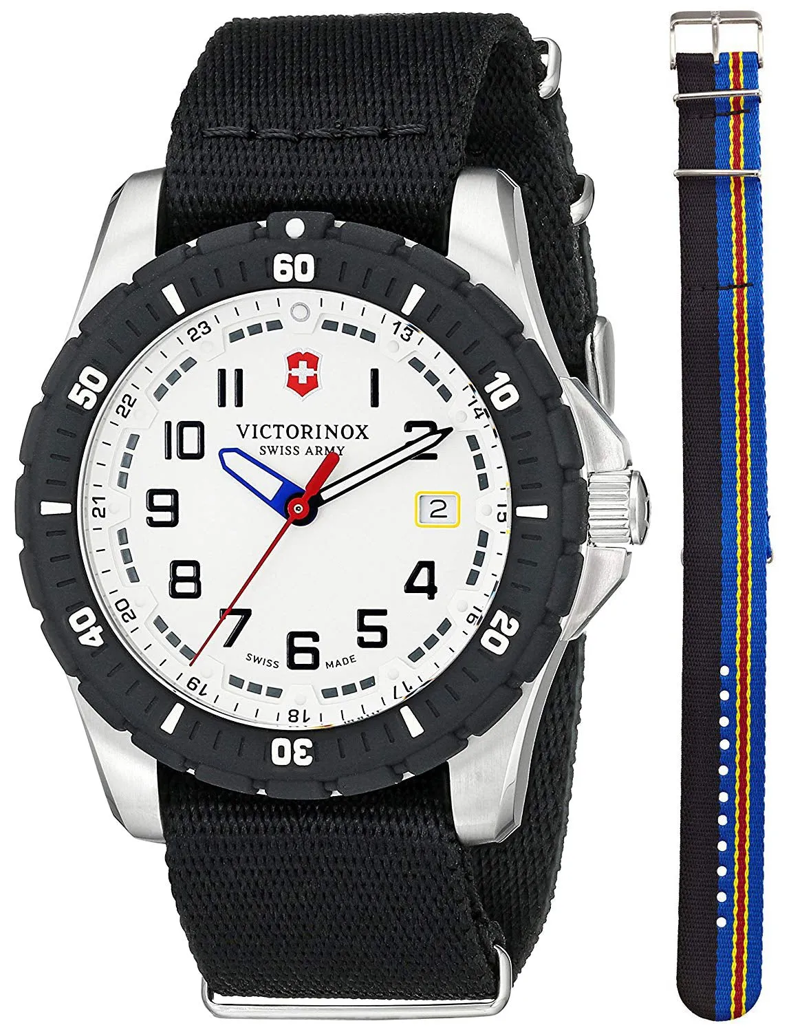 Victorinox Swiss Army Maverick Steel 241676.1 Mens Watch White Dial Nylon NATO Strap