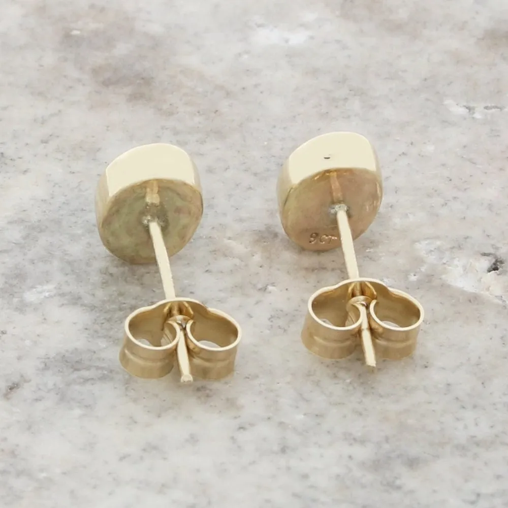 Whitby Jet 9ct Yellow Gold Small Oval Stud Earrings