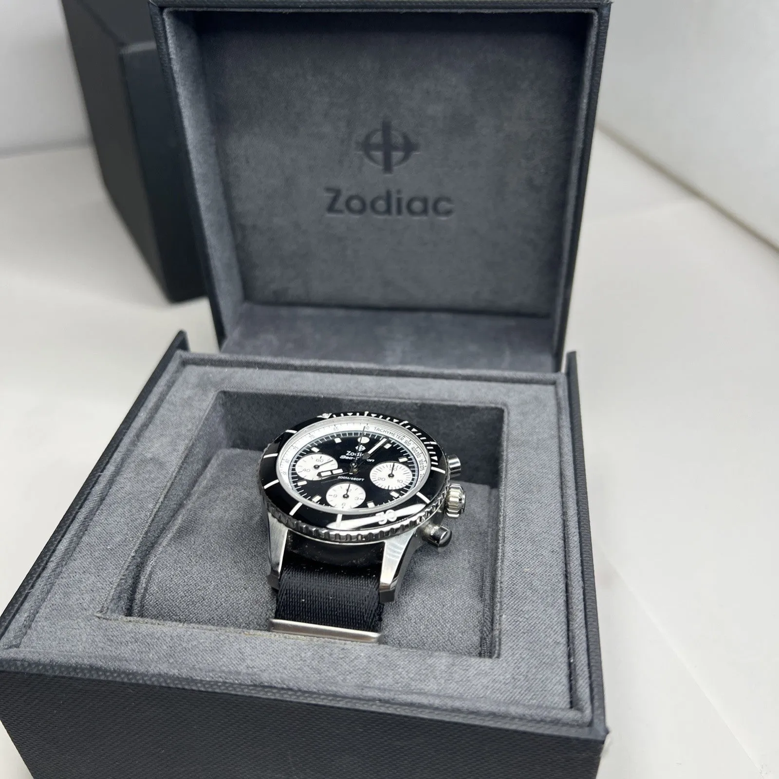 Zodiac ZO3604 Sea-Chron Steel 42mm Automatic Chronograph Men's Watch w/ Box    