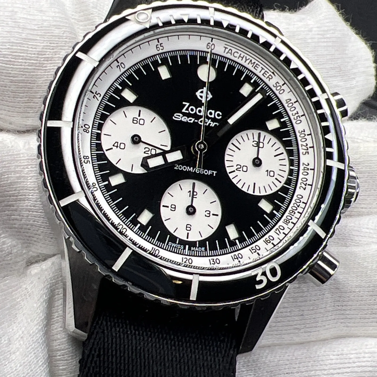 Zodiac ZO3604 Sea-Chron Steel 42mm Automatic Chronograph Men's Watch w/ Box    